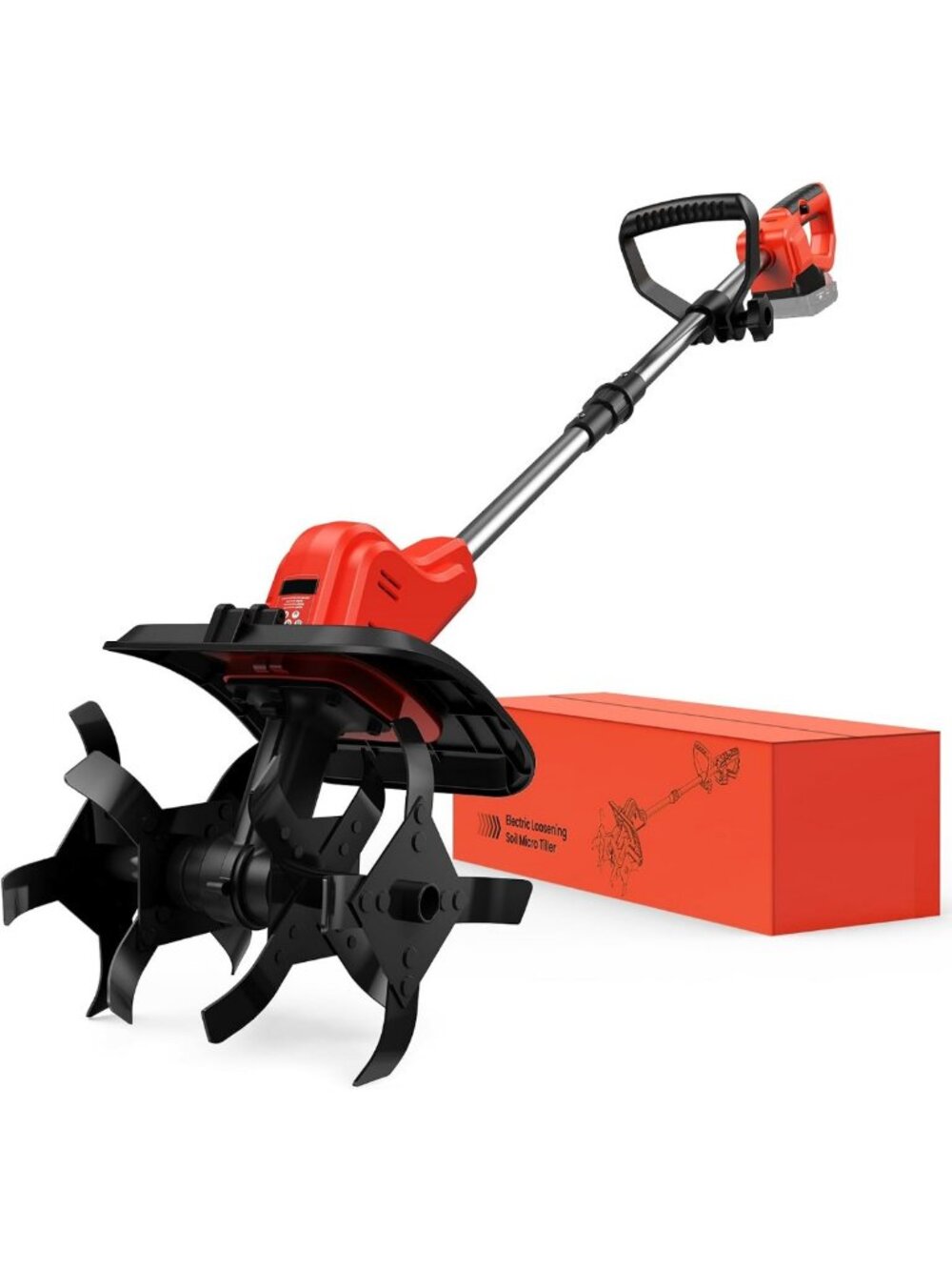 Cordless Electric Tiller Cultivator, 360RPM, 11.8" Width, Battery Powered
